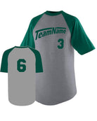 Augusta Raglan S/S Custom Baseball Jersey, color: Athletic Heather/Dark Green