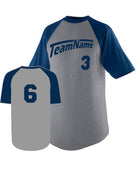 Augusta Raglan S/S Custom Baseball Jersey, color: Athletic Heather/Navy