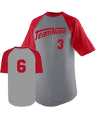 Augusta Raglan S/S Custom Baseball Jersey, color: Athletic Heather/Red