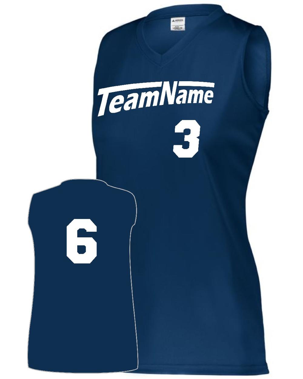 Augusta Girls Attain Wicking Sleeveless Custom Cross-Training Jersey, color: Navy