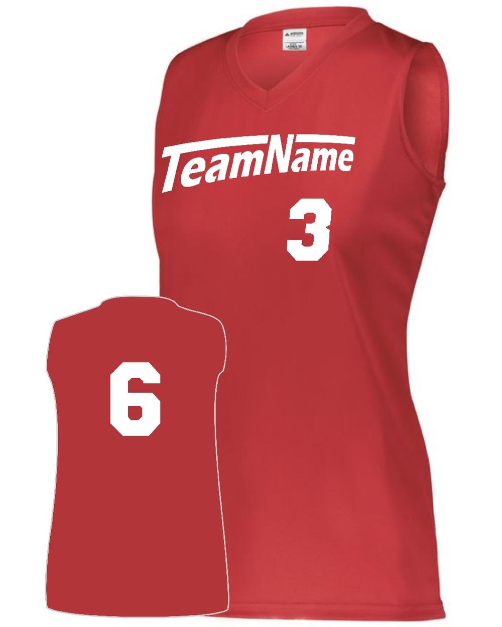 Augusta Girls Attain Wicking Sleeveless Custom Cross-Training Jersey, color: Red