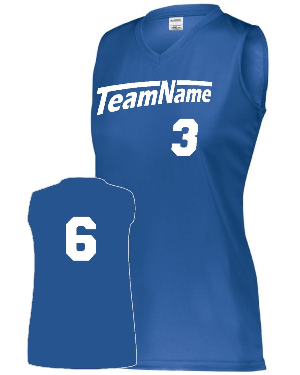 Augusta Girls Attain Wicking Sleeveless Custom Cross-Training Jersey, color: Royal