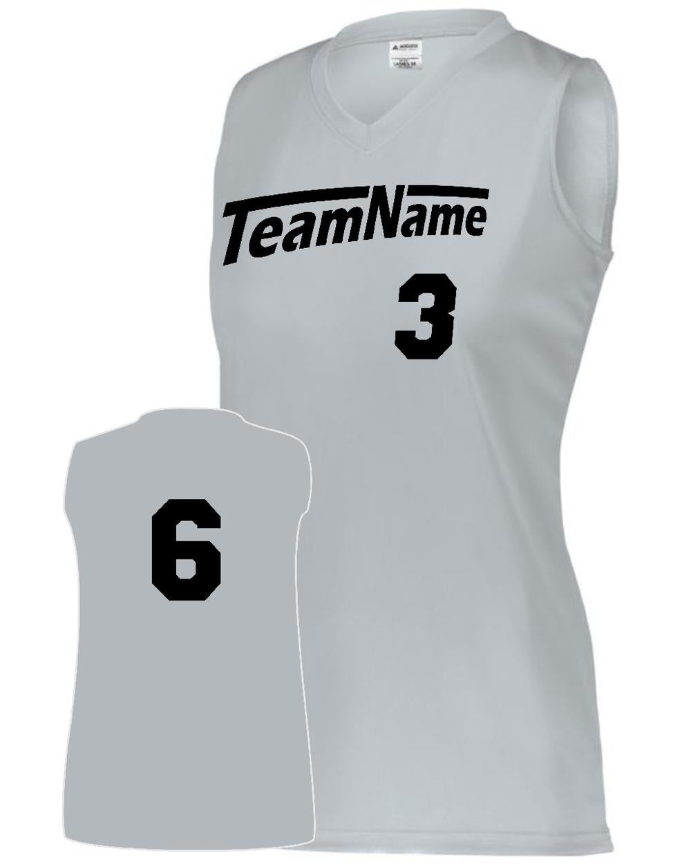 Augusta Girls Attain Wicking Sleeveless Custom Cross-Training Jersey, color: Silver