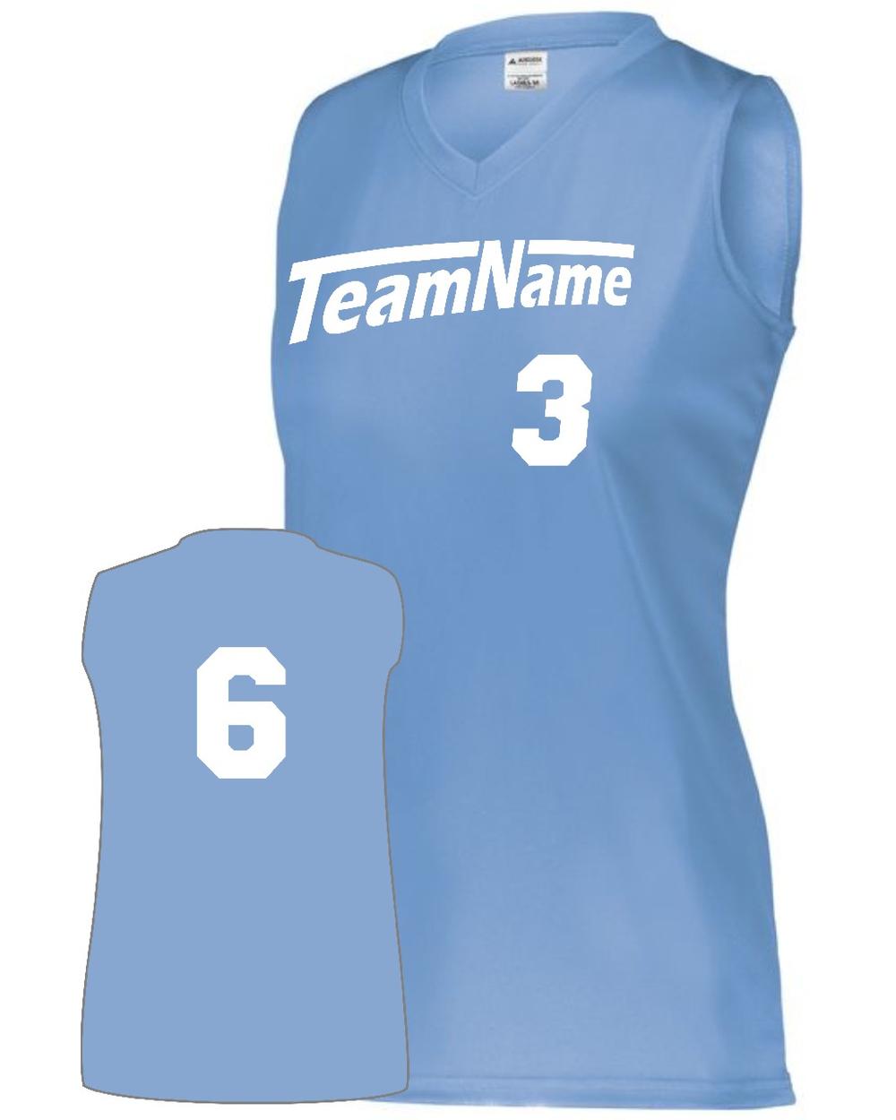 Augusta Girls Attain Wicking Sleeveless Custom Cross-Training Jersey, color: Columbia Blue