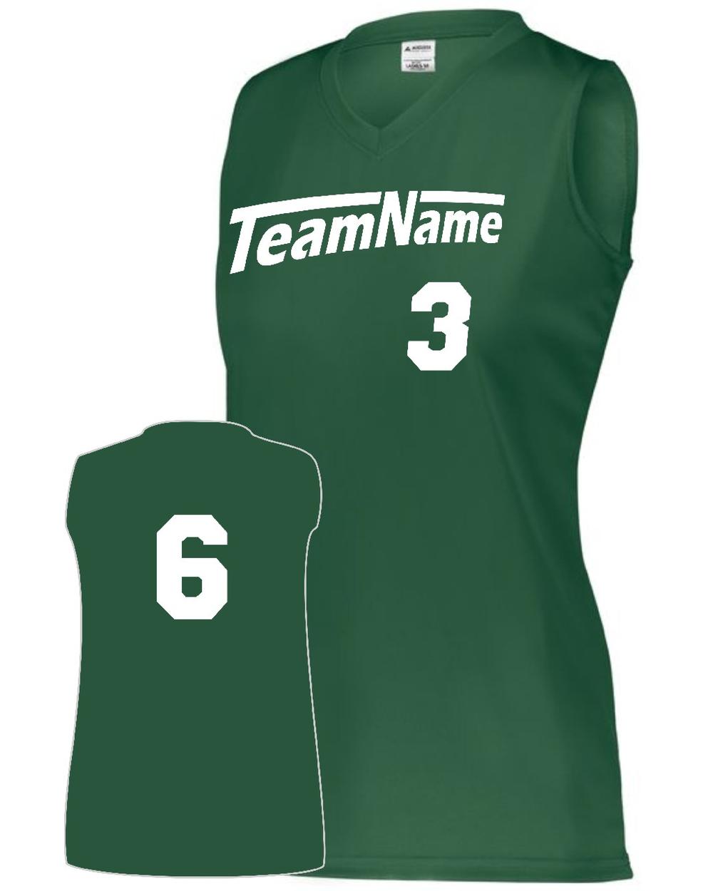 Augusta Girls Attain Wicking Sleeveless Custom Cross-Training Jersey, color: Dark Green