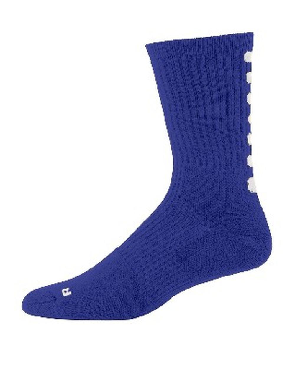 Augusta ColorBlock Crew Socks, color: Purple/White