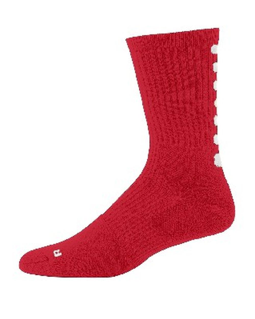 Augusta ColorBlock Crew Socks, color: Red/White