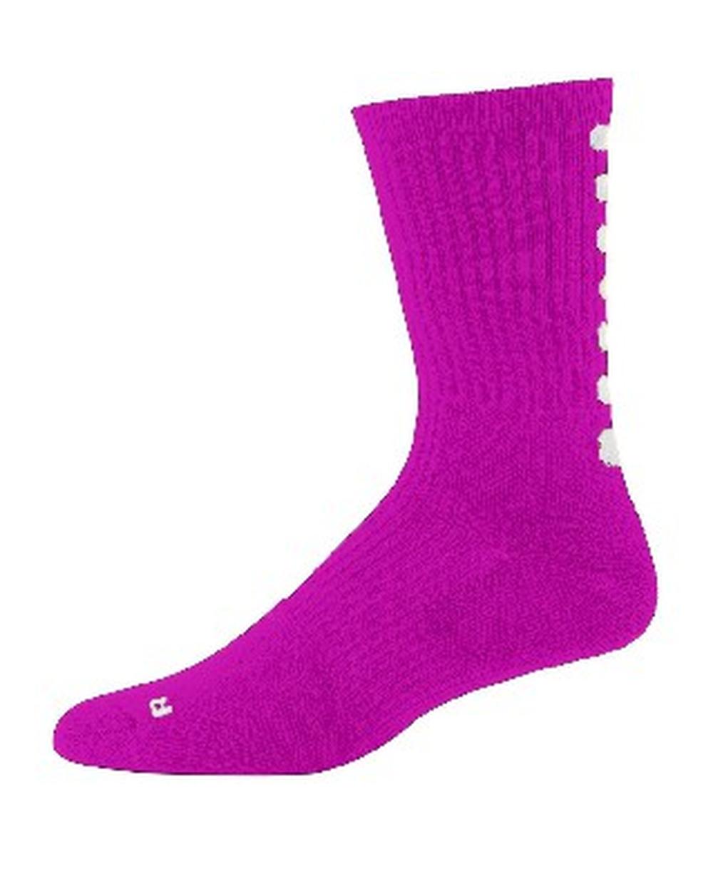 Augusta ColorBlock Crew Socks, color: Power Pink/White