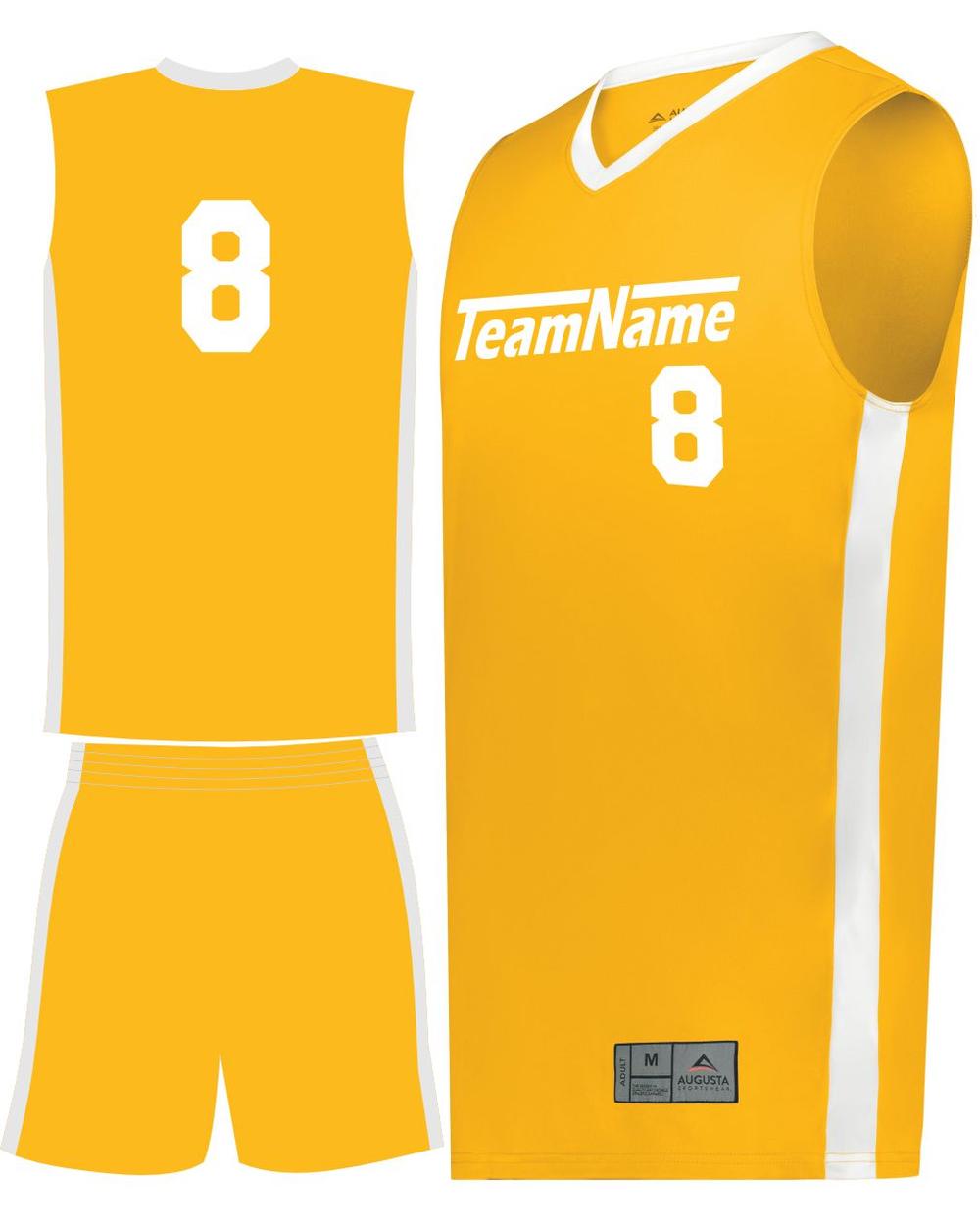 Augusta Match-Up Custom Basketball Uniform, color: Gold/White