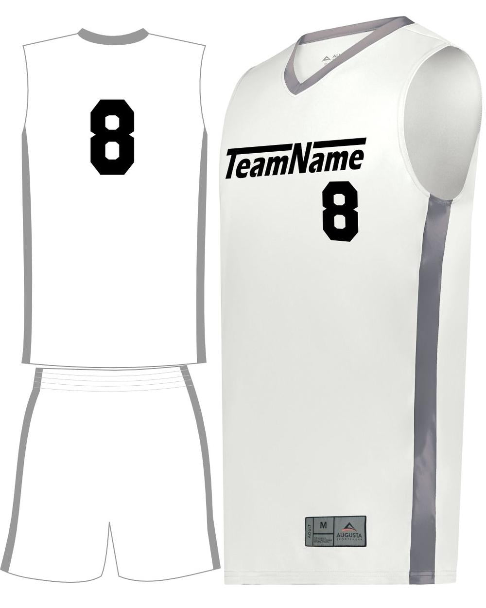 Augusta Match-Up Custom Basketball Uniform, color: White/Graphite