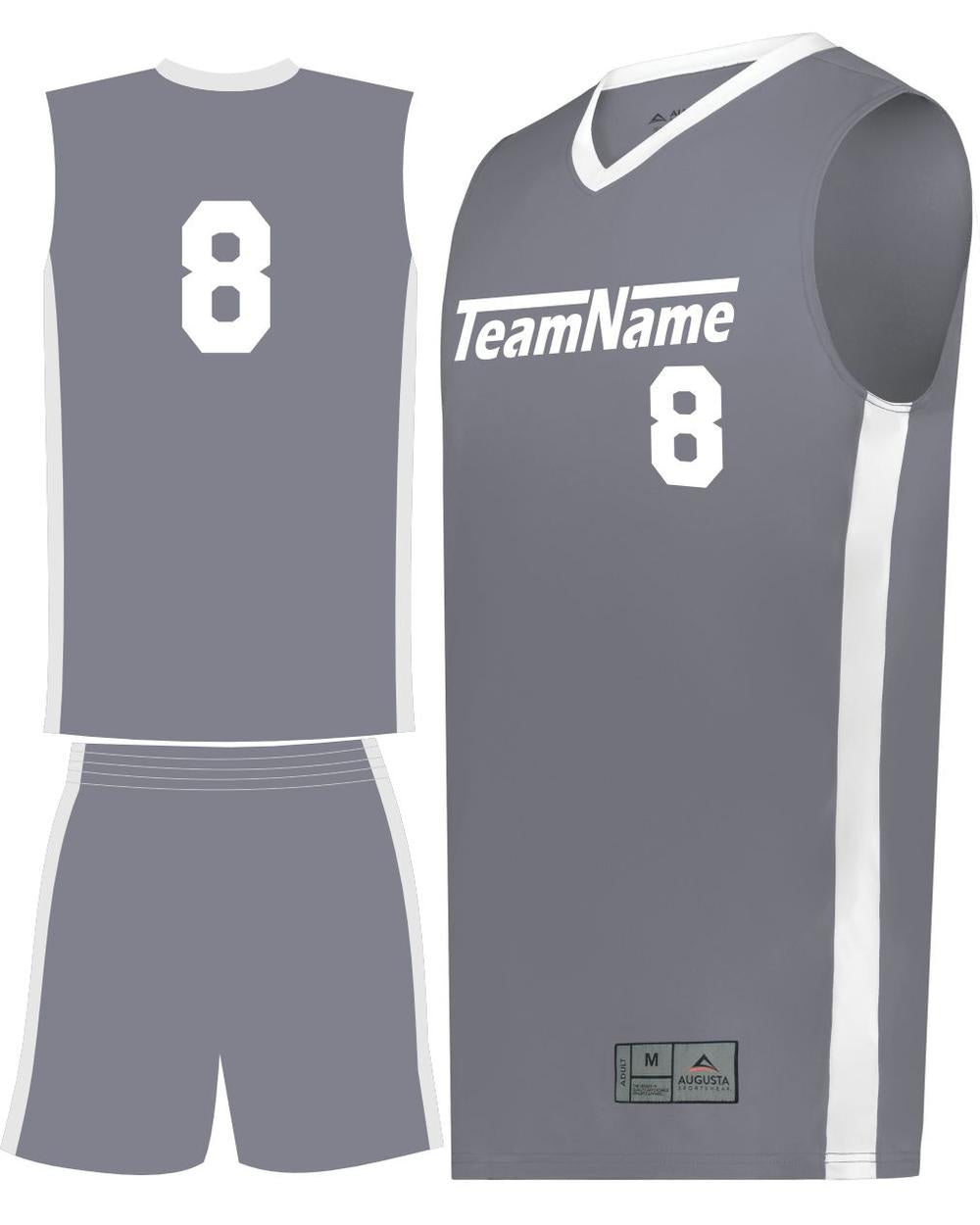 Augusta Match-Up Custom Basketball Uniform, color: Graphite/White