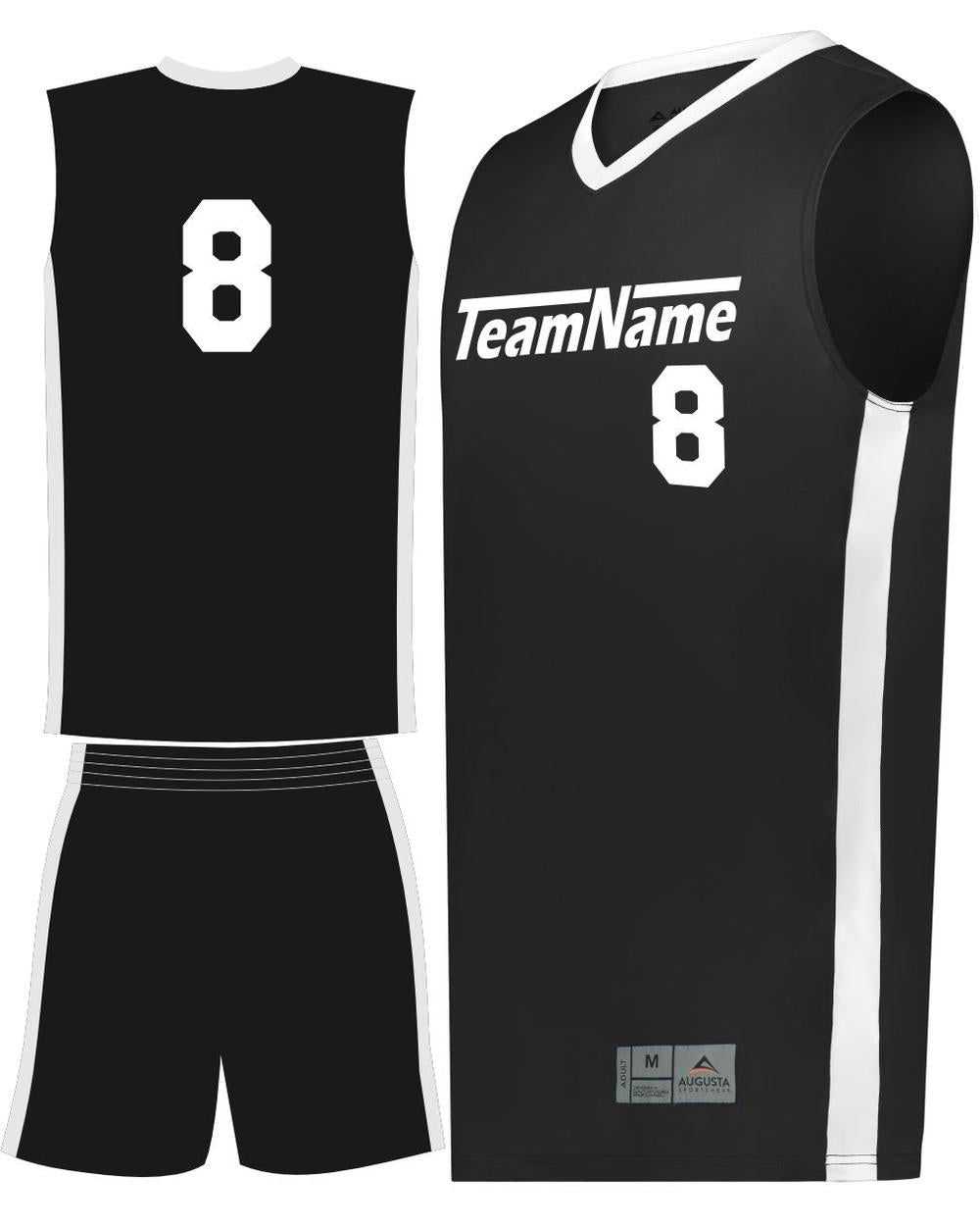 Augusta Match-Up Custom Basketball Uniform, color: Black/White