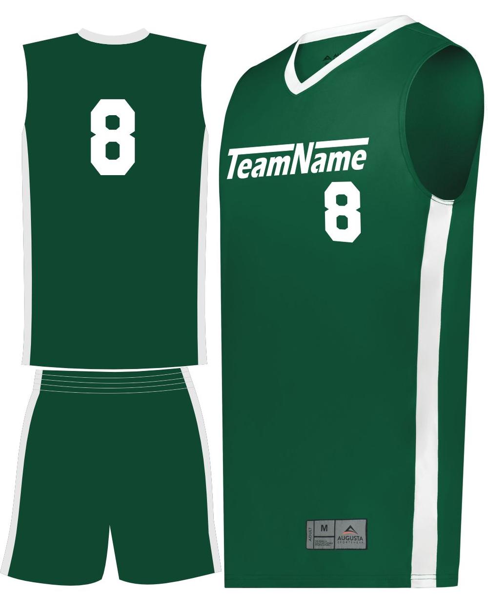Augusta Men's Match-Up Custom Basketball Uniform, color: Dark Green/White