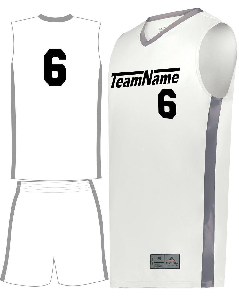 Augusta Match-Up Custom Basketball Uniform, color: White/Graphite