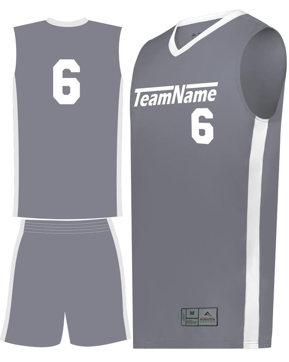 Augusta Match-Up Custom Basketball Uniform, color: Graphite/White