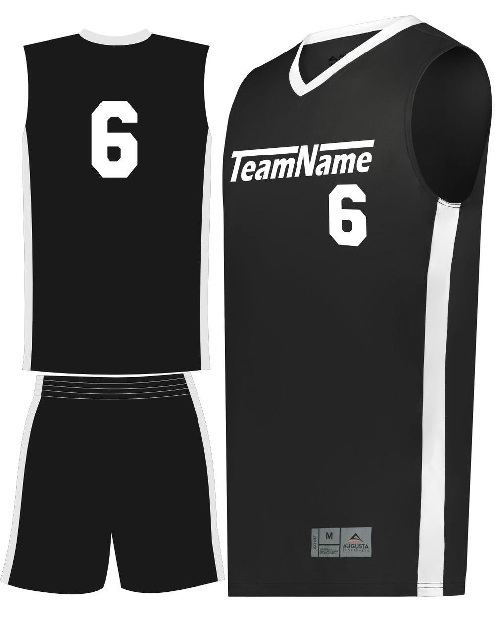Augusta Match-Up Custom Basketball Uniform, color: Black/White