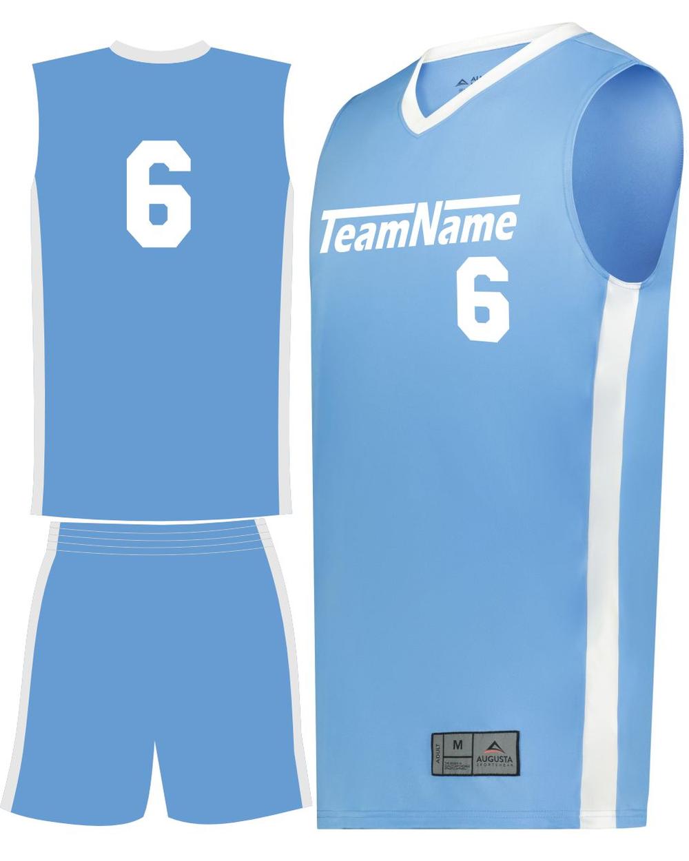 Augusta Youth Match-Up Custom Basketball Uniform, color: Columbia/White