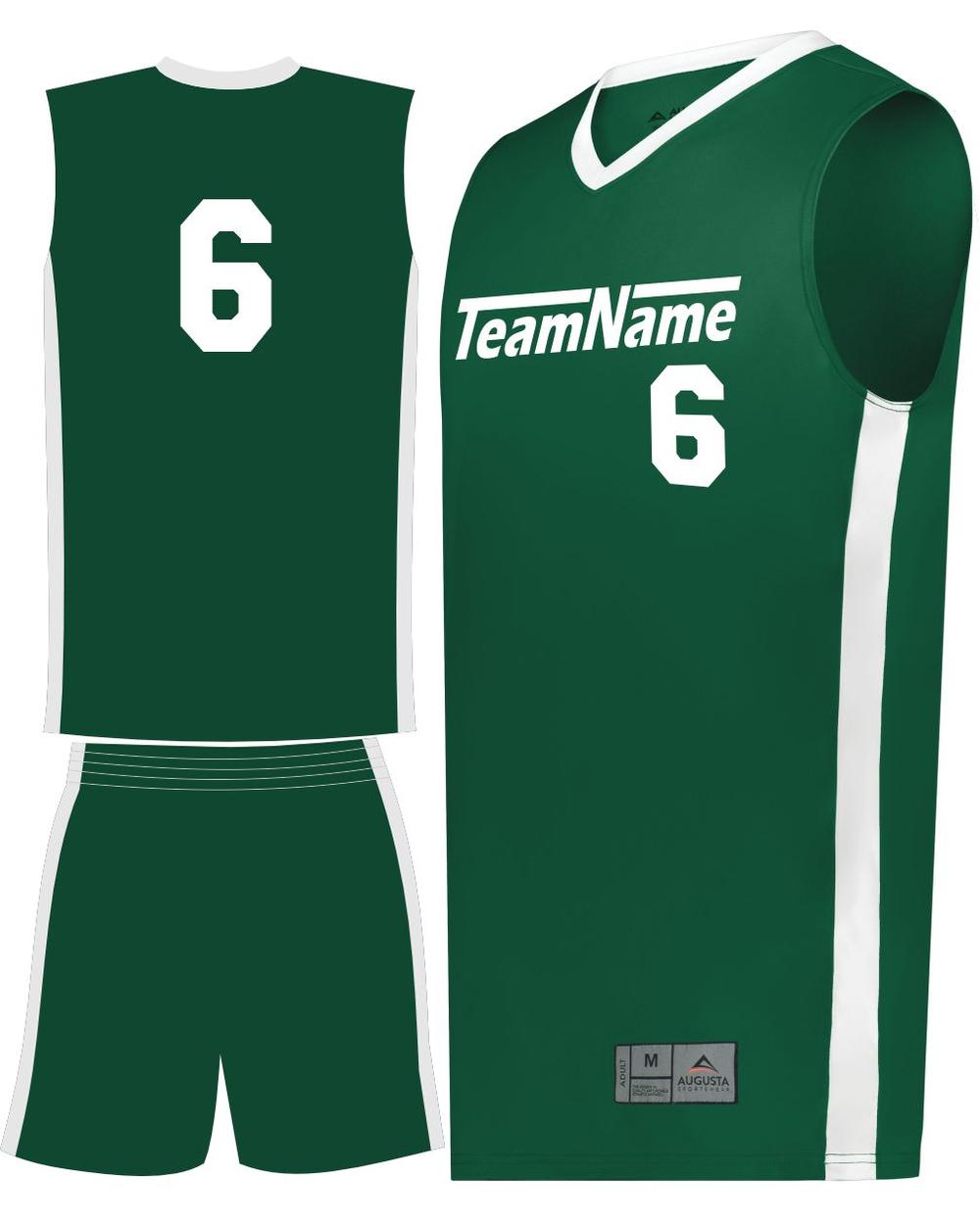 Augusta Youth Match-Up Custom Basketball Uniform, color: Dark Green/White