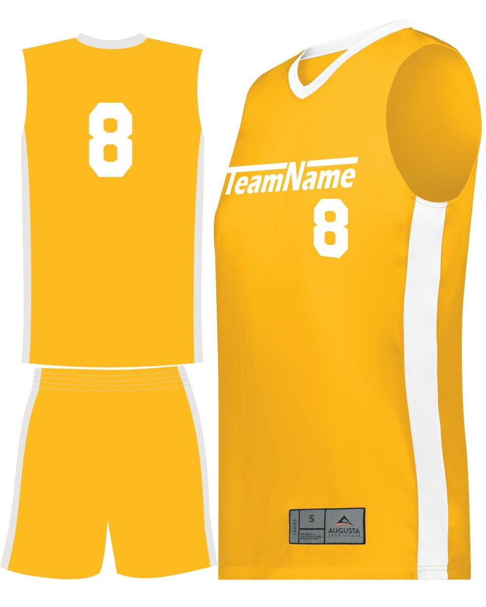 Augusta Match-Up Custom Basketball Uniform, color: Gold/White