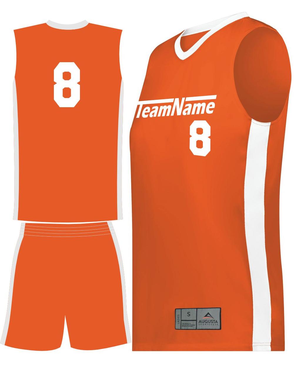 Augusta Women's Match-Up Custom Basketball Uniform, color: Orange/White
