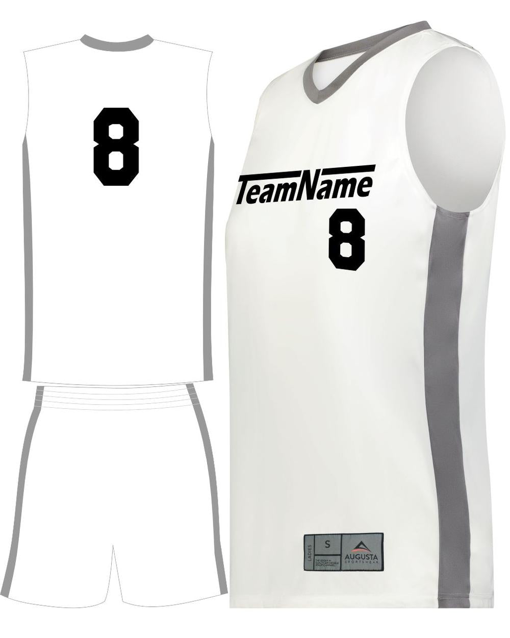 Augusta Match-Up Custom Basketball Uniform, color: White/Graphite