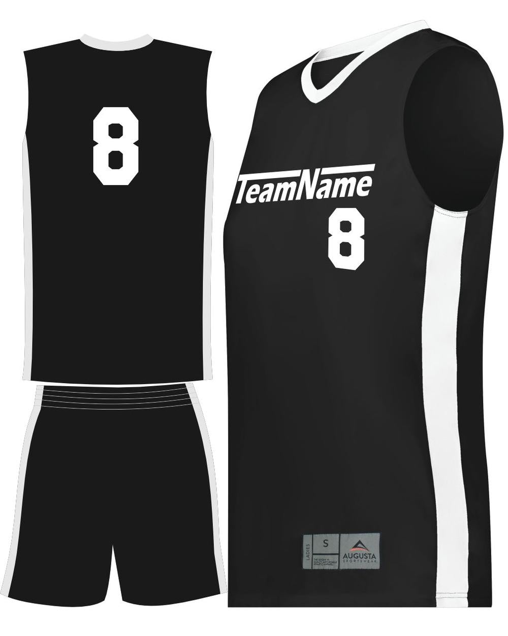 Augusta Match-Up Custom Basketball Uniform, color: Black/White