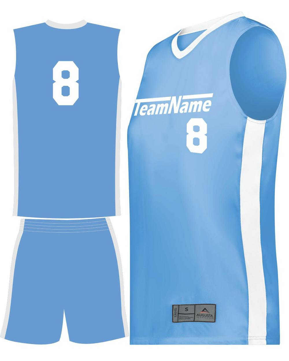 Augusta Women's Match-Up Custom Basketball Uniform, color: Columbia/White