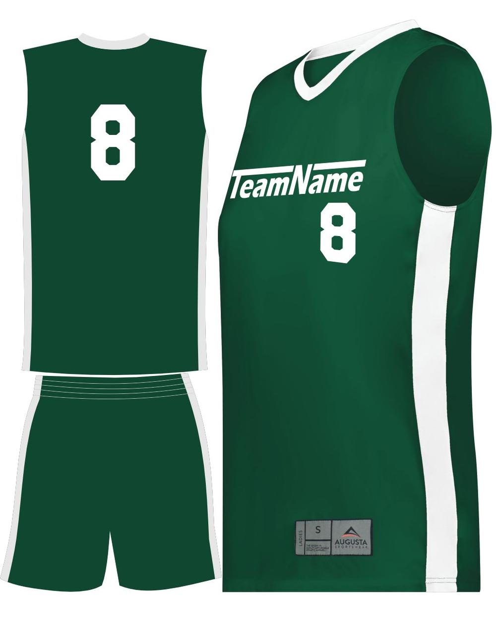 Augusta Women's Match-Up Custom Basketball Uniform, color: Dark Green/White