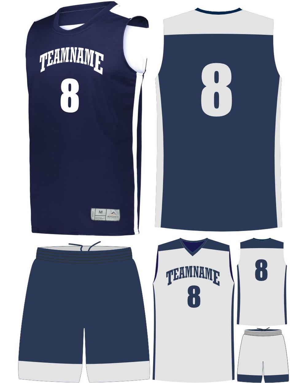 High 5 Custom Reversible Basketball Uniform, color: Navy/White