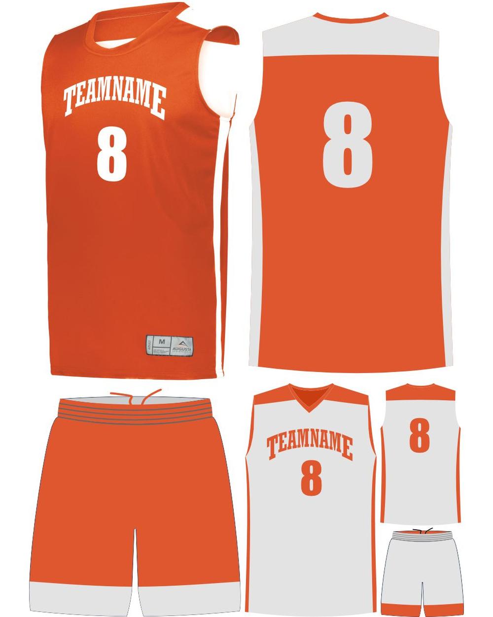 High 5 Custom Reversible Basketball Uniform, color: Orange/White