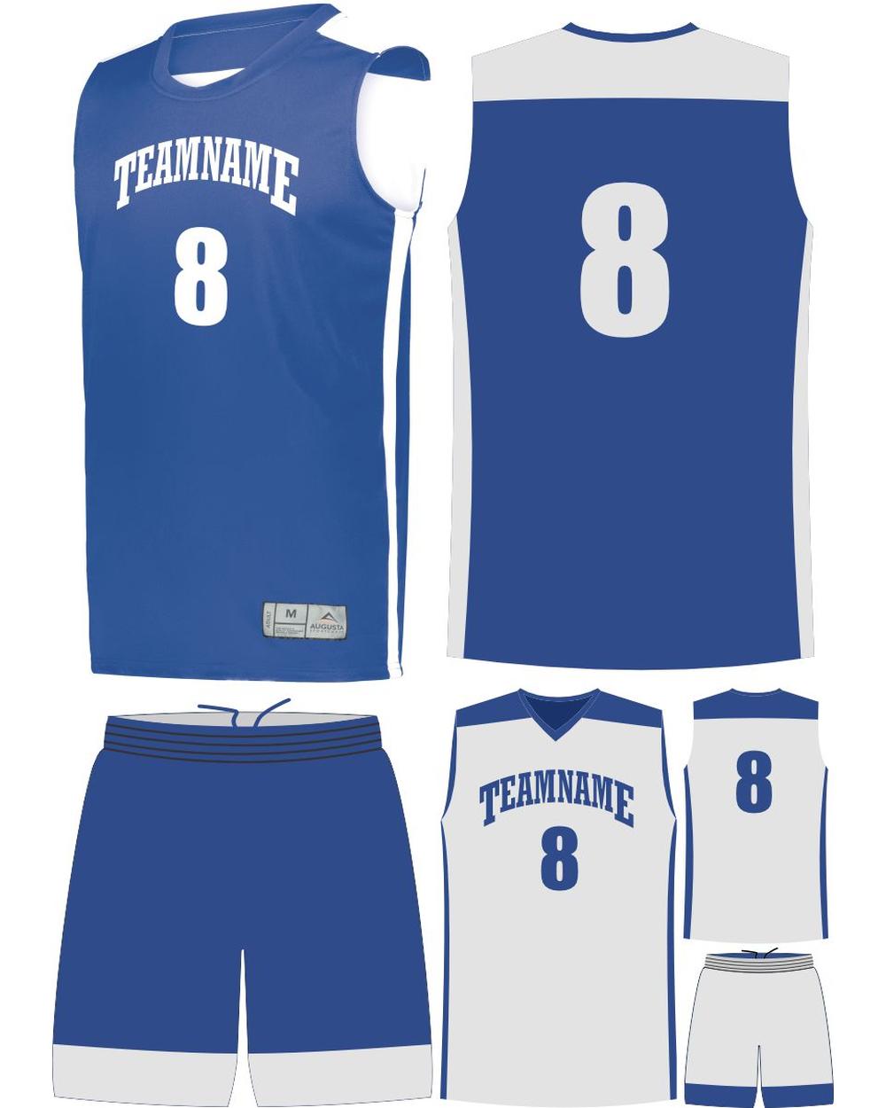 High 5 Custom Reversible Basketball Uniform, color: Royal/White