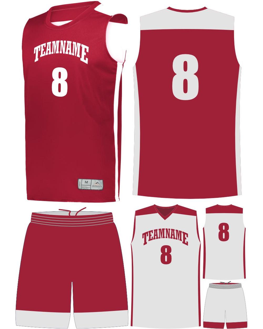 High 5 Custom Reversible Basketball Uniform, color: Scarlet/White