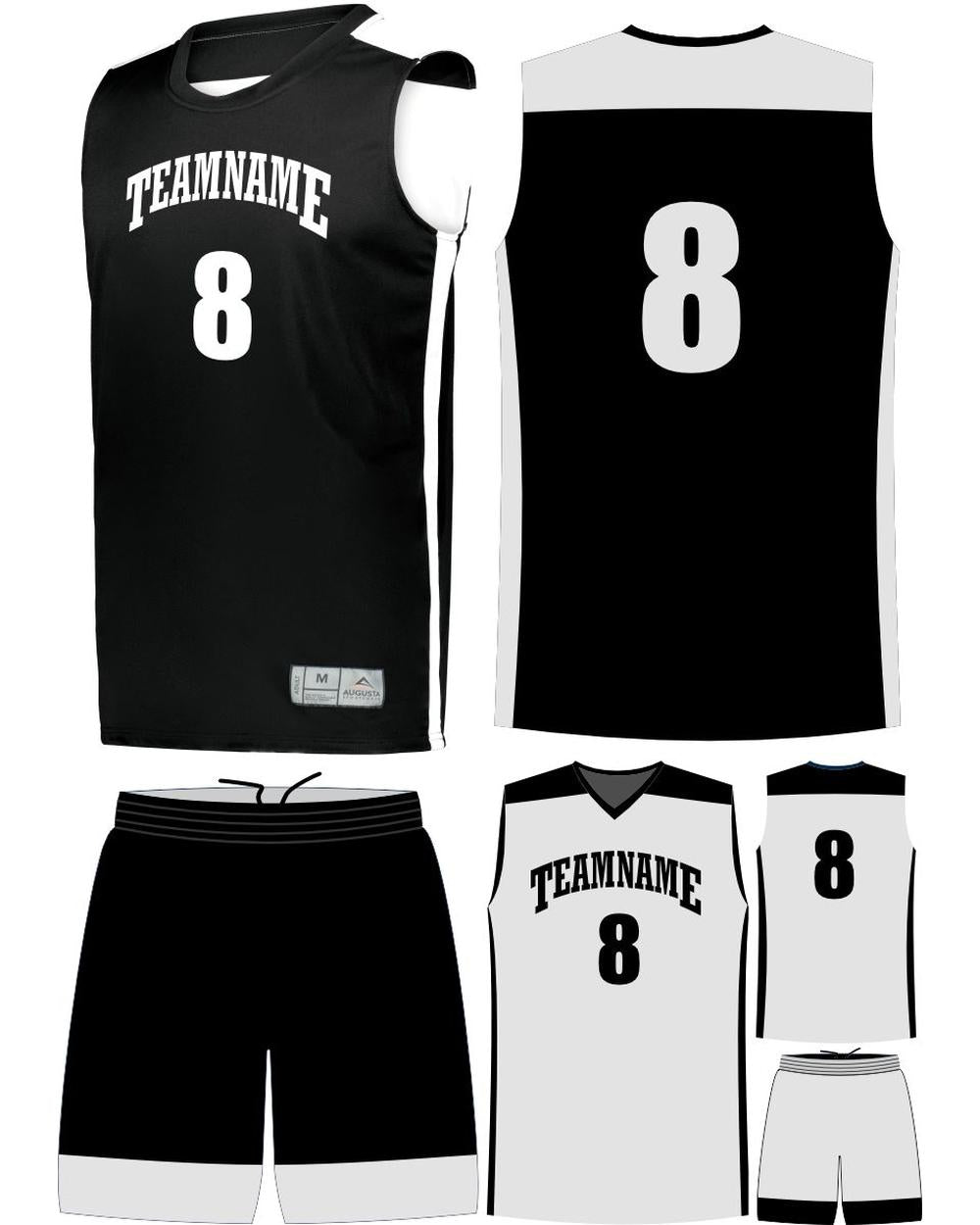 High 5 Men's Custom Reversible Basketball Uniform, color: Black/White