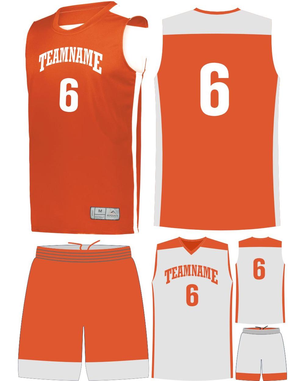 High 5 Custom Reversible Basketball Uniform, color: Orange/White