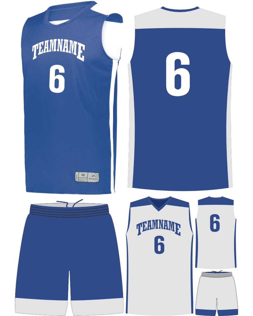 High 5 Custom Reversible Basketball Uniform, color: Royal/White