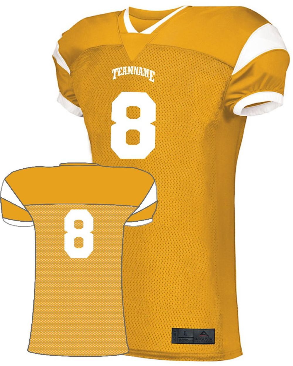 Augusta Slant Custom Football Jersey, color: Gold/White