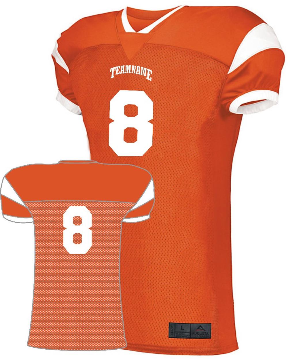Augusta Slant Custom Football Jersey, color: Orange/White