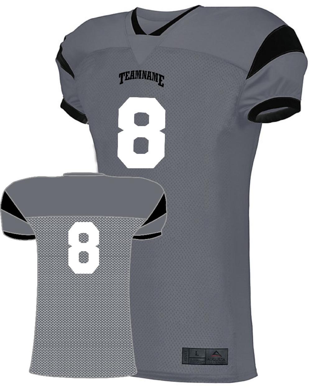 Augusta Slant Custom Football Jersey, color: Graphite/Black