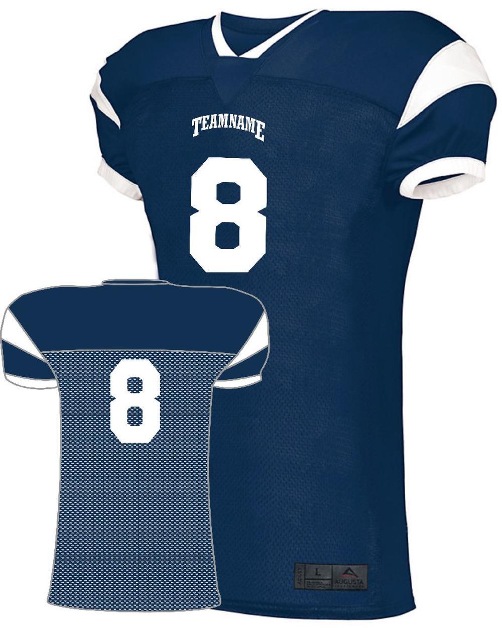 Augusta Slant Custom Football Jersey, color: Navy/White