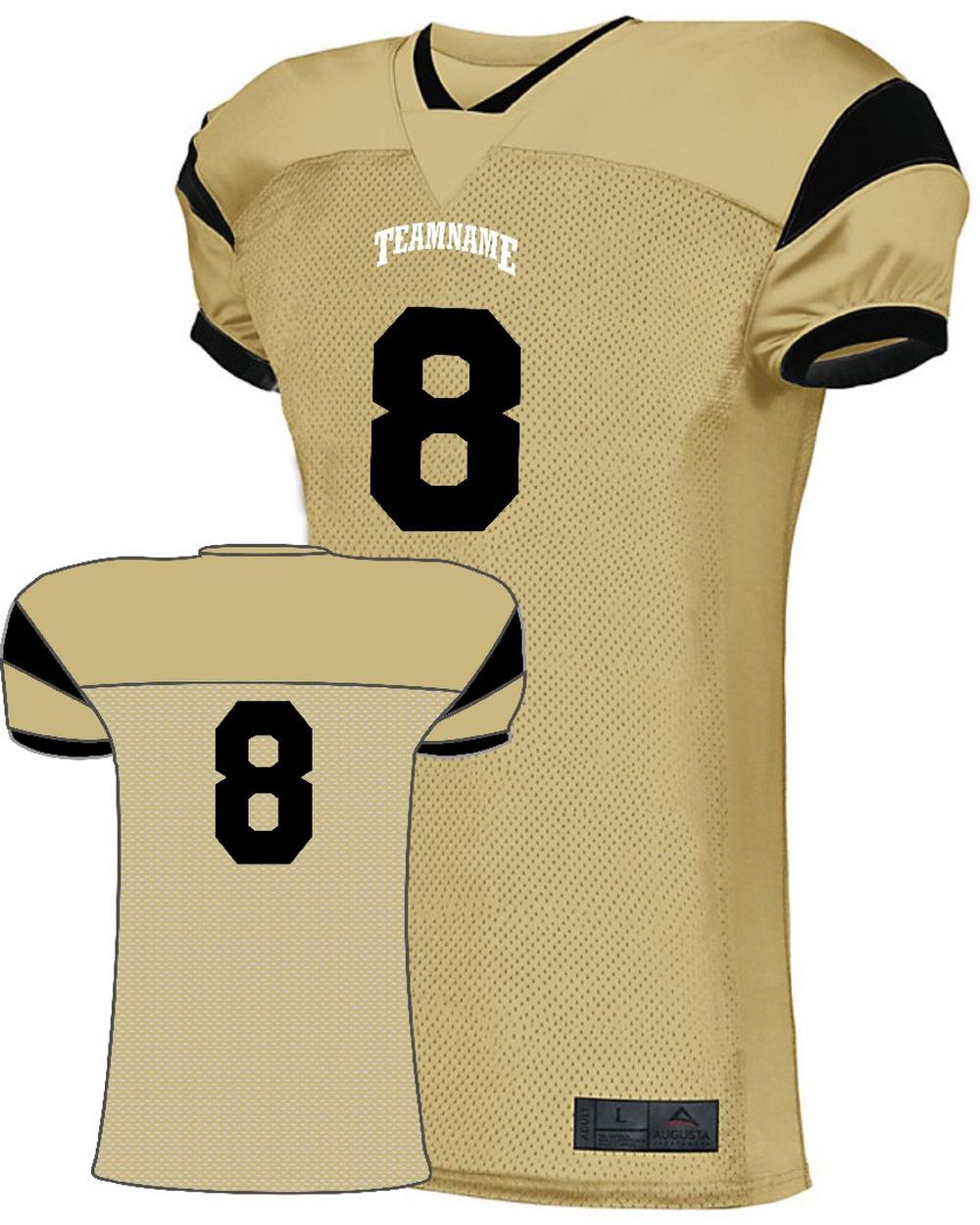 Augusta Slant Custom Football Jersey, color: Vegas Gold/Black