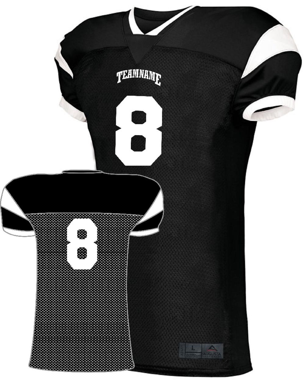 Augusta Youth Slant Custom Football Jersey, color: Black/White