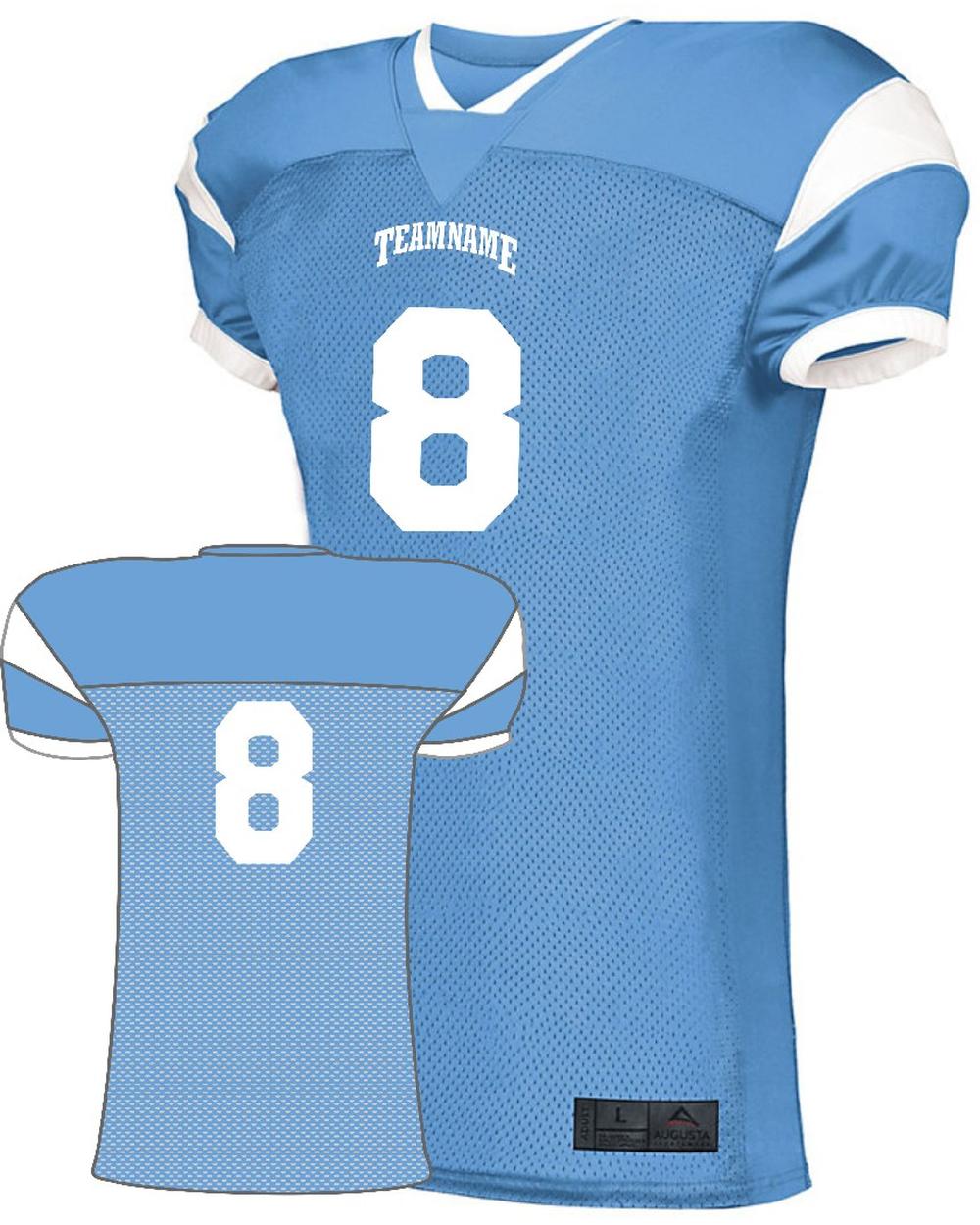 Augusta Slant Custom Football Jersey, color: Columbia Blue/White