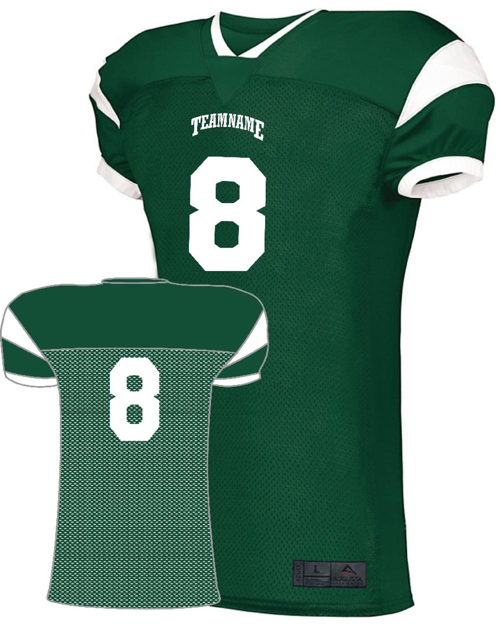 Augusta Youth Slant Custom Football Jersey, color: Dark Green/White