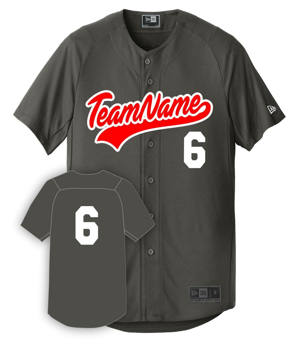 New Era Youth Diamond Full-Button Custom Baseball Jersey, color: Graphite