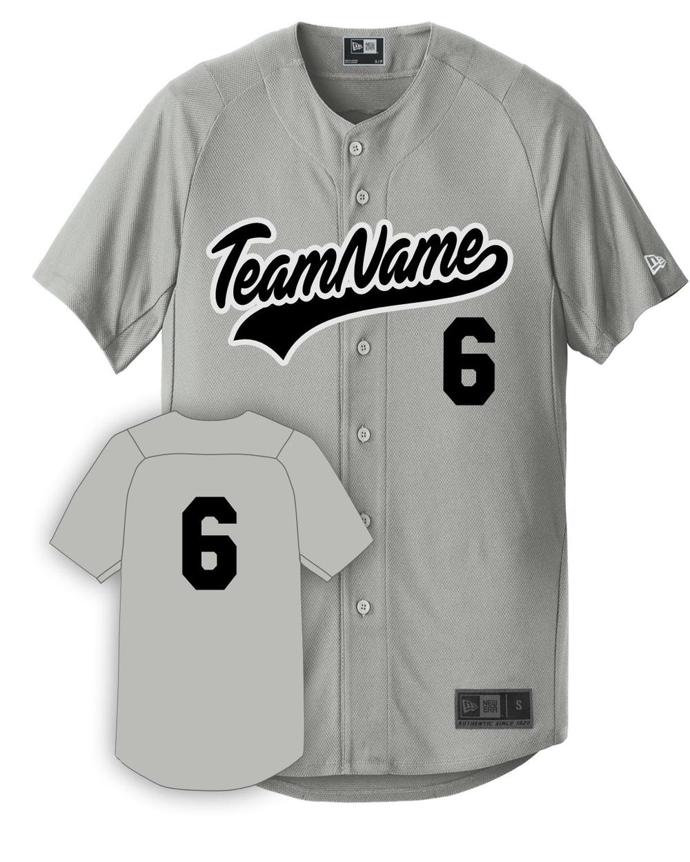 New Era Youth Diamond Full-Button Custom Baseball Jersey, color: Grey