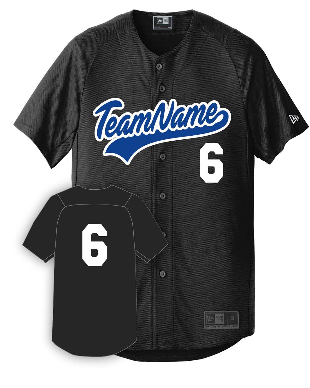 New Era Youth Diamond Full-Button Custom Baseball Jersey, color: Black