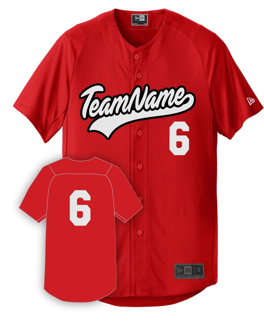 New Era Youth Diamond Full-Button Custom Baseball Jersey, color: Scarlet
