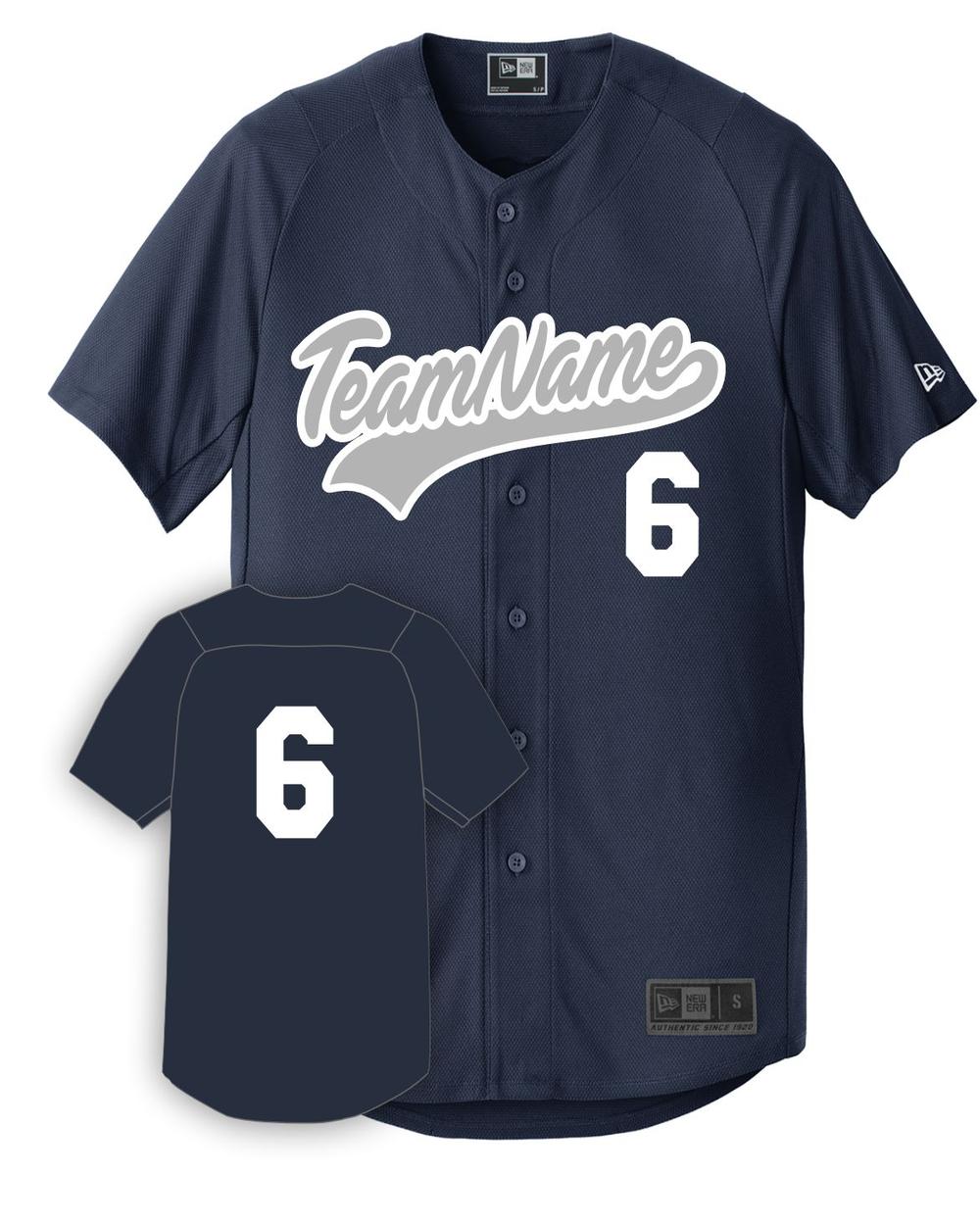 New Era Youth Diamond Full-Button Custom Baseball Jersey, color: True Navy