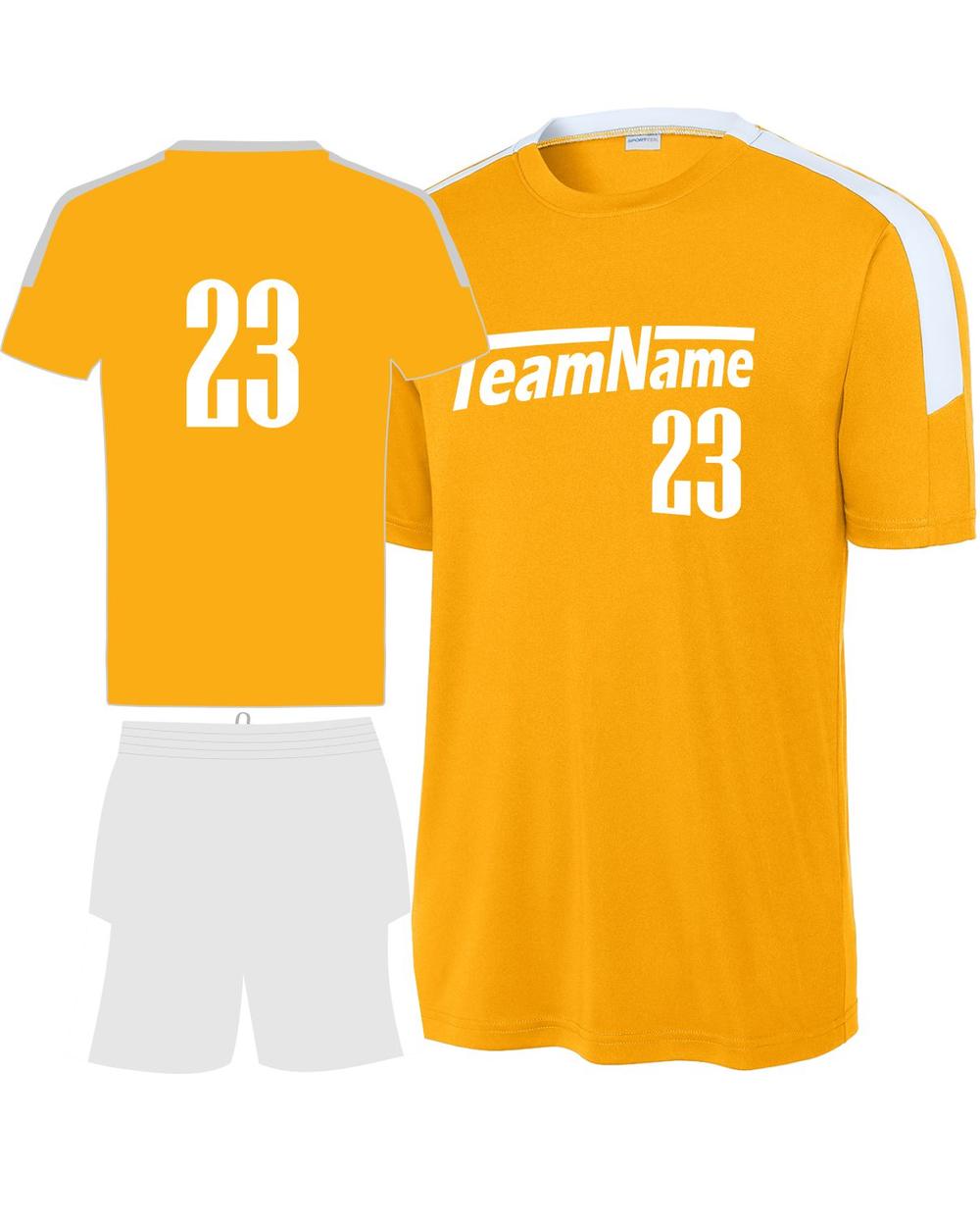 Sport-TEK Youth Competitor United Custom Cross-Training Uniform, color: Gold/White