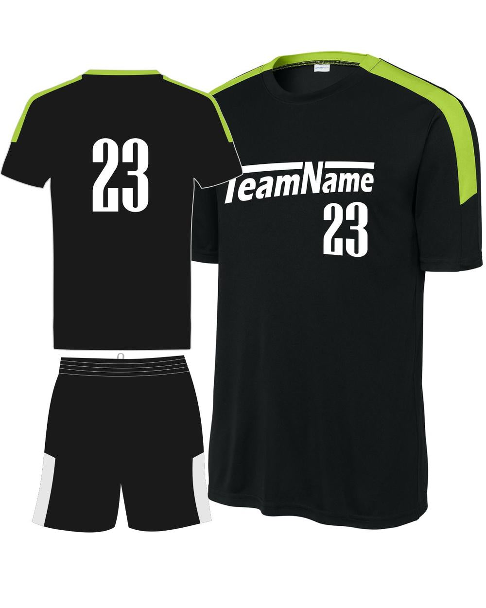 Sport-TEK Youth Competitor United Custom Cross-Training Uniform, color: Black/Lime Shock